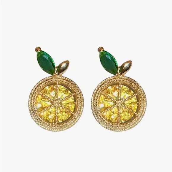 🍋 Betsey Johnson sweet & juicy sliced crystal lemon earrings 🍋 - Picture 8 of 8